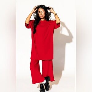 Dressed in LALA Lex Ribbed Playsuit – Red, Size 3X